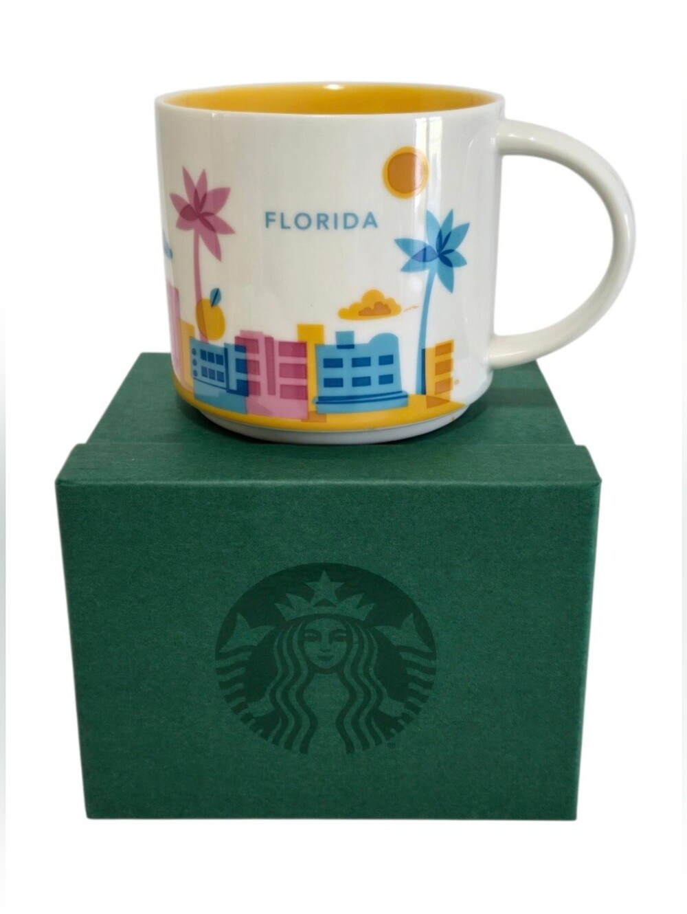 Starbbucks You Are Here Collection Yellow Ceramic Coffee Mug-NIB